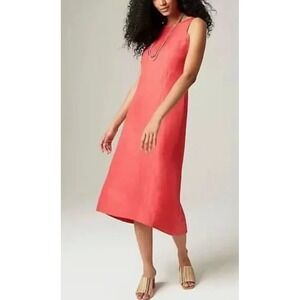 J Jill Elliptical-Hem A Line Linen Blend Midi Dress Strawberry Sz XS Petite $119